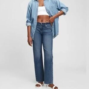 GAP Blue Mid Rise '90s Loose Relaxed Fit Dark Wash Denim Jeans NWOT Size 33